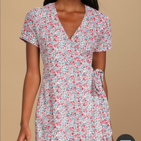 NWT Lulus Playing Around Cream Multi Floral Print Wrap Skort Romper - Picture 2 of 6